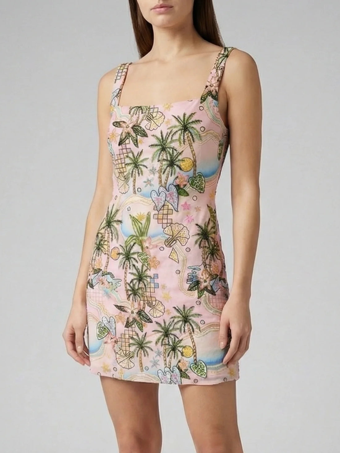 Palm Tree Beach Mini Dress