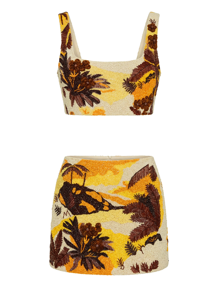 Kulani Kinis x Oceanus Golden Sunset Beaded Co-ord Skirt