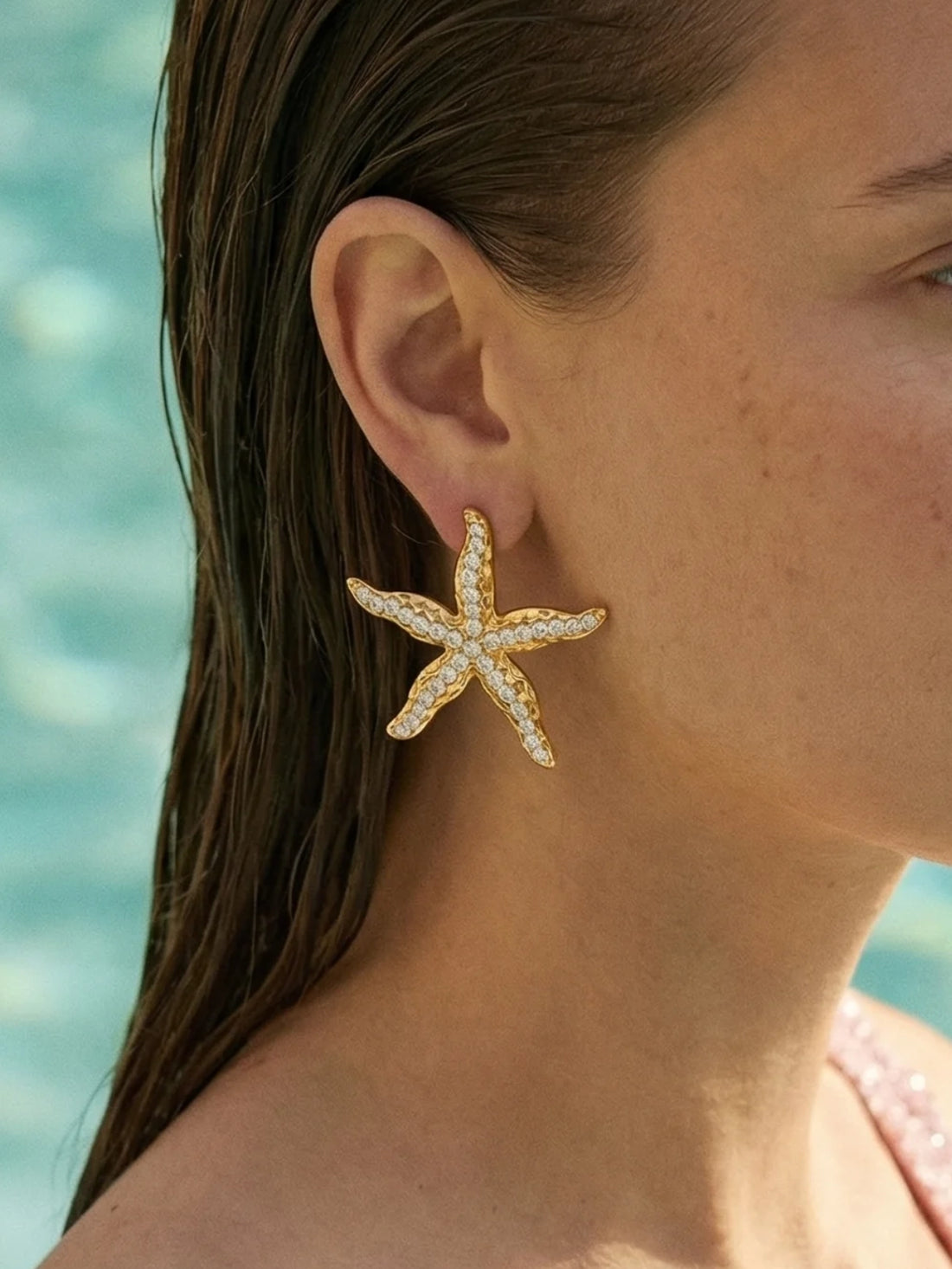 Marina's Golden Starfish Crystal Earrings