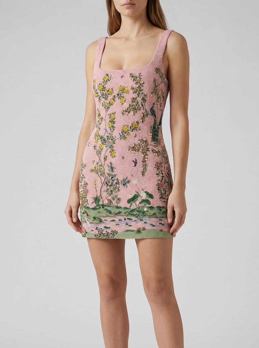 Blush Eden Embellished Mini Dress, M