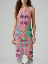 Rowan Halter Maxi Crochet Dress Multi
