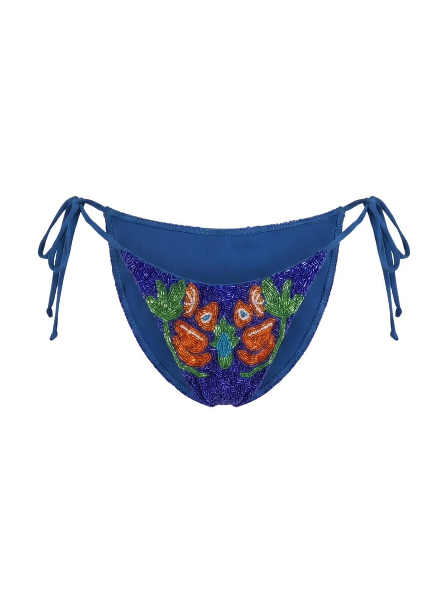 Mulata Hand-Beaded Bikini Bottom Navy Christina Milian