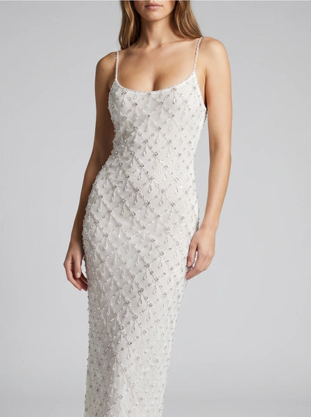 Shop Calliope Luxury Crystal White Maxi Party Dress