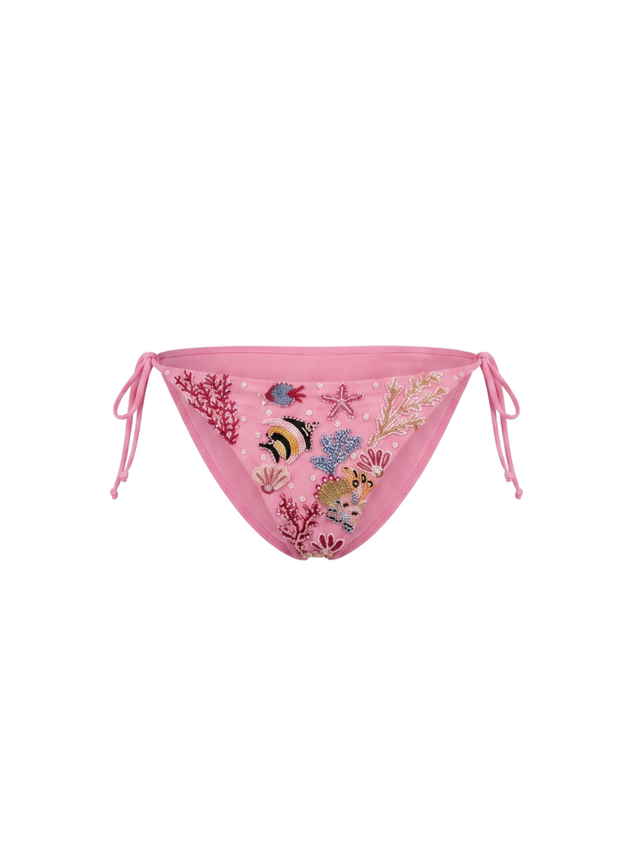Manta Ray and Turtle Multi color Hand-Beaded Bikini Bottom