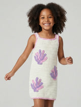 Coral White Crochet Kids Dress