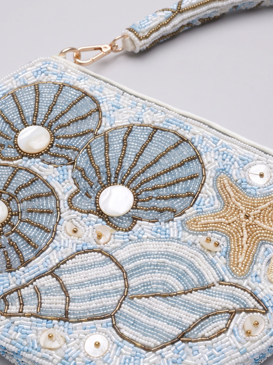 Coral Shell Blue White Bag