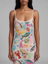 Arizona White Long Dress Maxi Thin strap Sheer