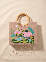 Flamingo Wooden Ring Bag