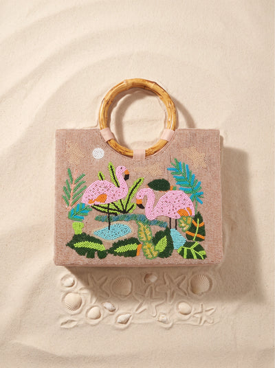 Flamingo Wooden Ring Bag