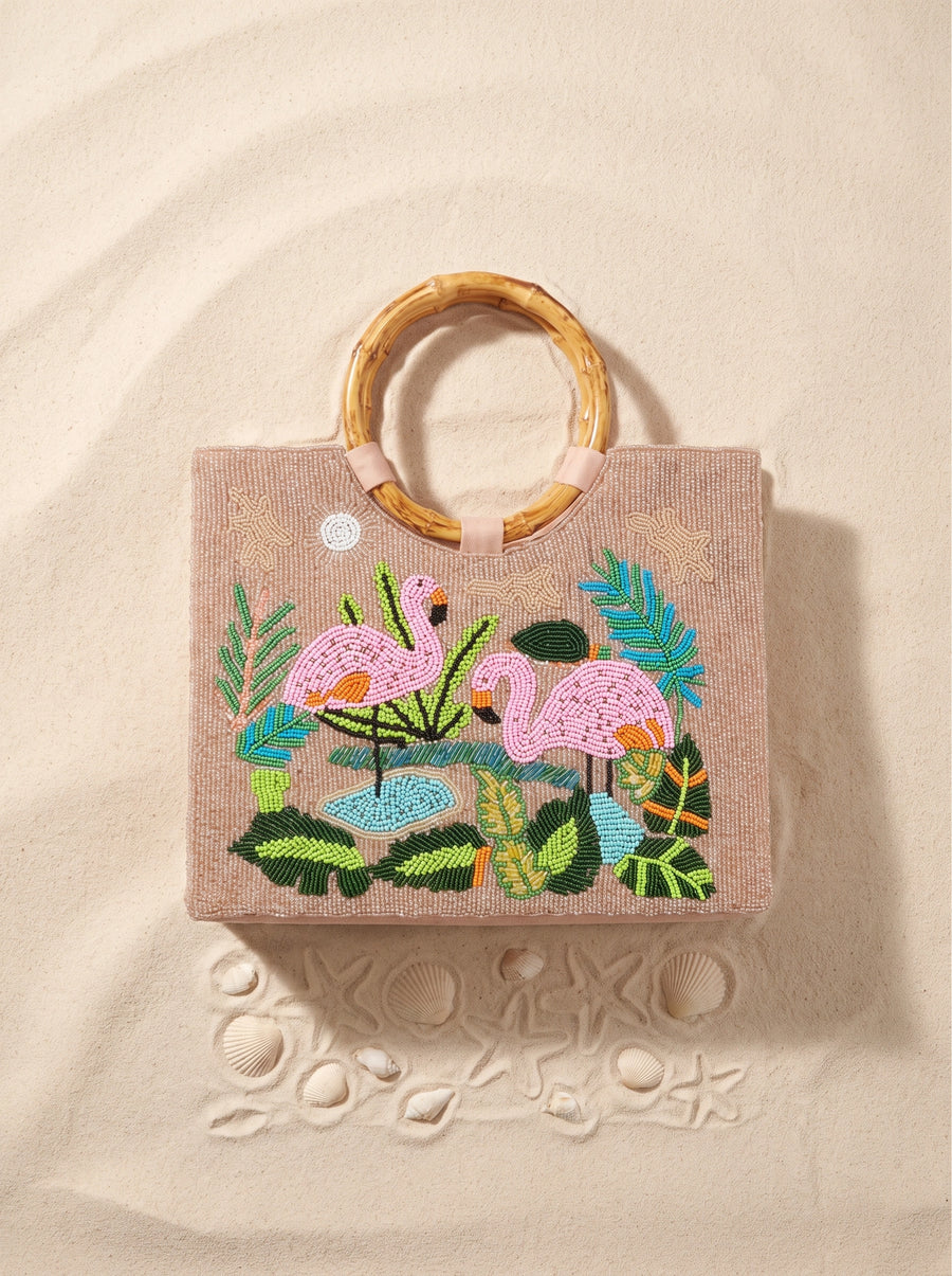 Flamingo Wooden Ring Bag