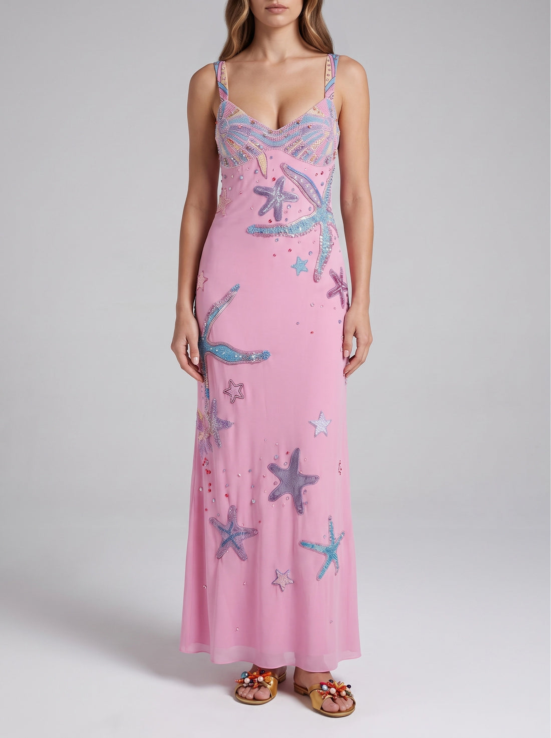 Crescent Shell Pink Long Dress