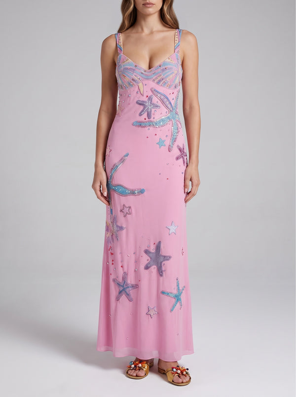 Crescent Shell Pink Long Dress