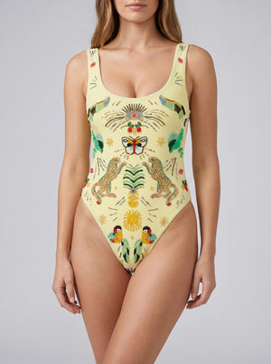 Willow Hand Embroidered Yellow Swimsuit