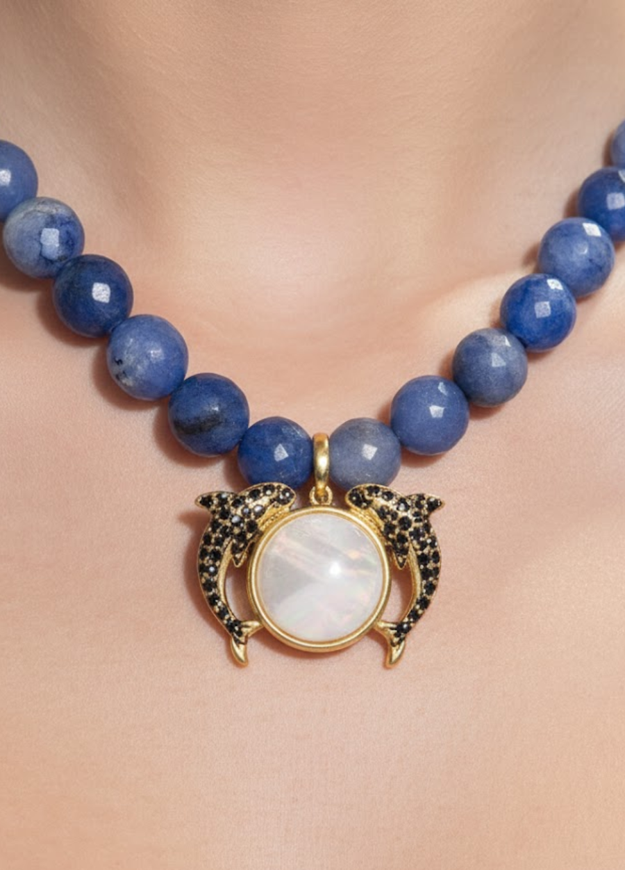 Dolphin Moon Pearl Necklace
