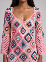 Spring Pink Crochet Dress