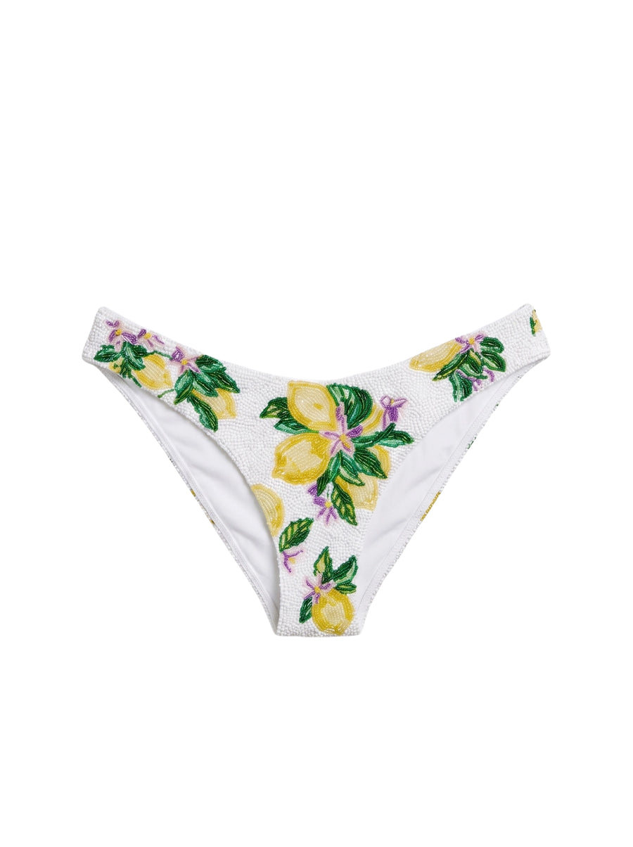 Lemonade Blossom White Bikini Bottom