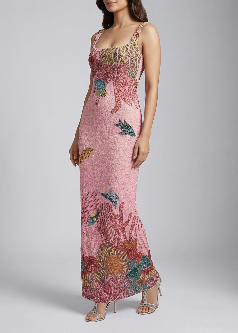 Oceanic Bloom Maxi Dress