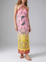 Dolphin Sunset Ombré Hand Beaded Maxi Dress