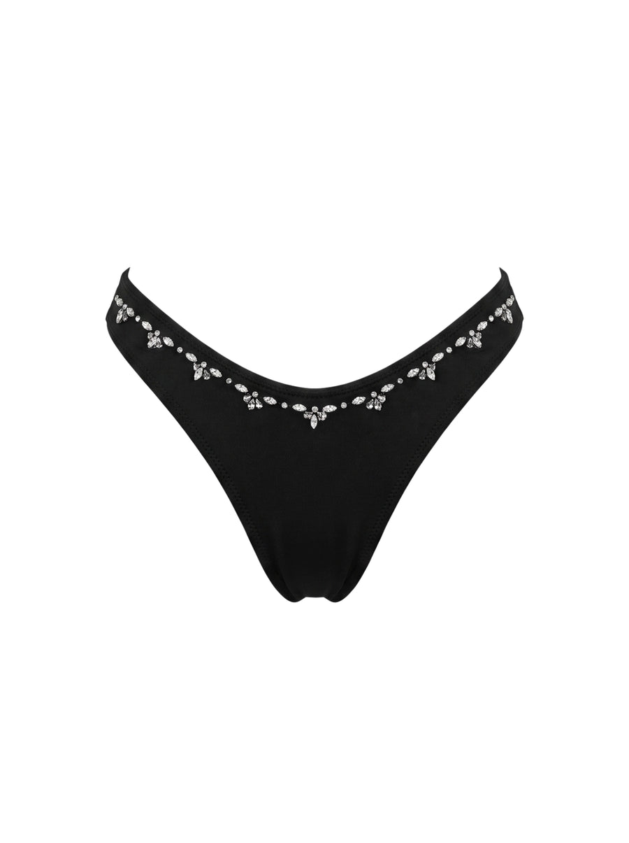 Aaliyah Hand Embroidered Black Bikini Bottom
