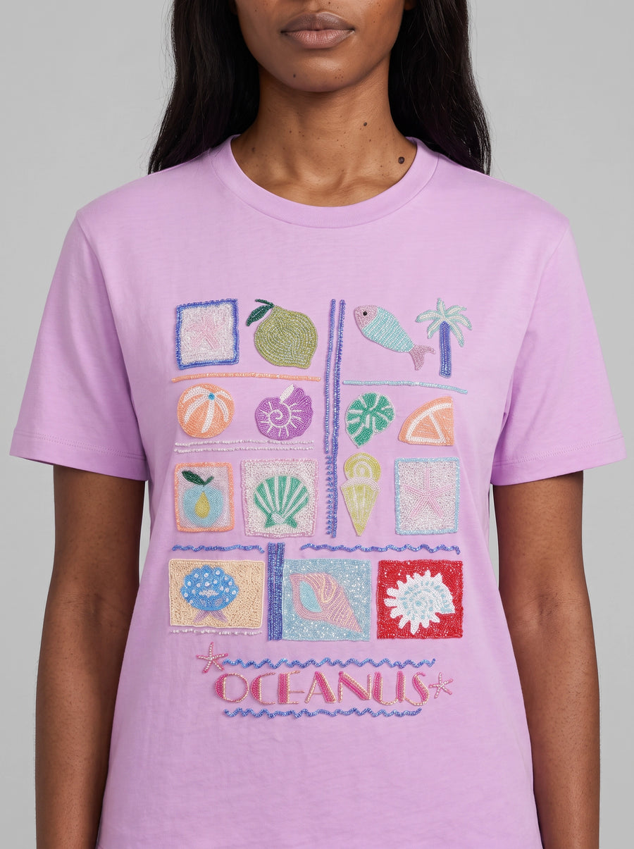 Lilac Plage Tee Beaded T-Shirt