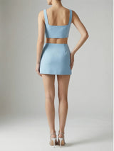 Vegas Embroidered Co-ord Top Blue Sparkle