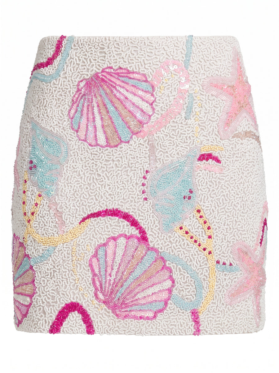 Celeste White Beaded Co ord Skirt