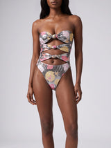 STRAPLESS SWIMSUITS SHELL STARFISH SILVER WITH HOLE