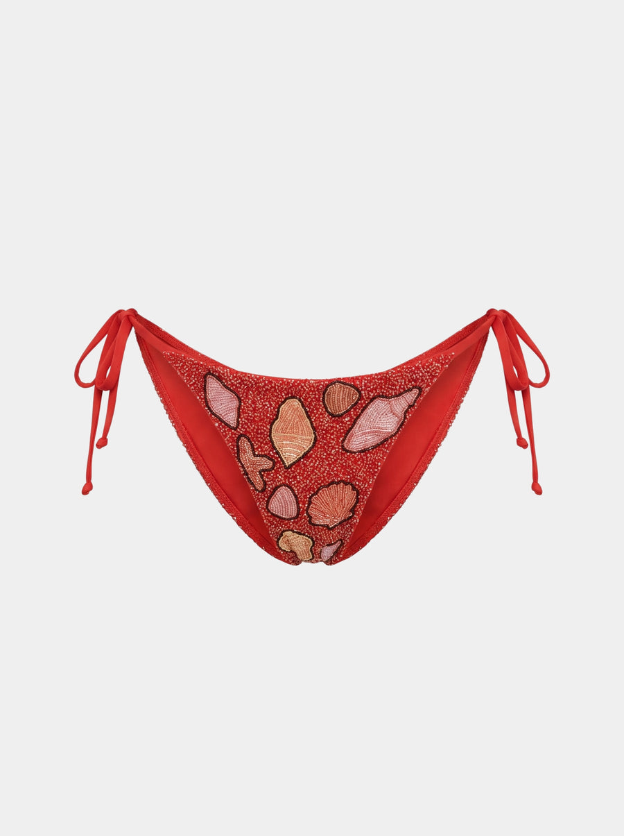 Seashell Red Hand-Beaded Bikini Red