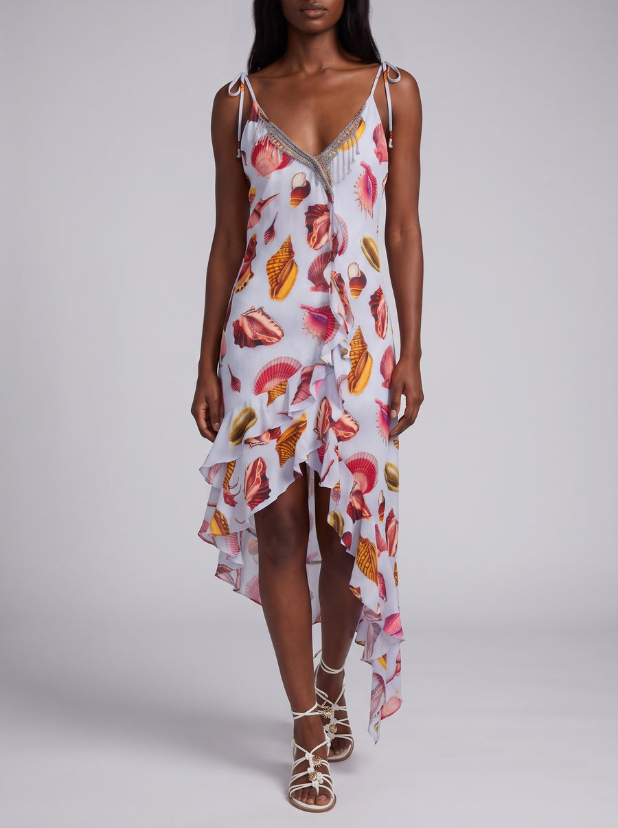 Nerissa Shell Asymmetric Midi Dress