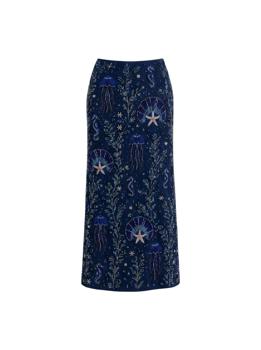 Reya Co-ord Long Skirt in Navy