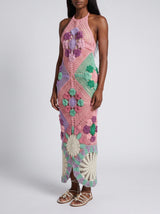Rowan Halter Maxi Crochet Pink Dress