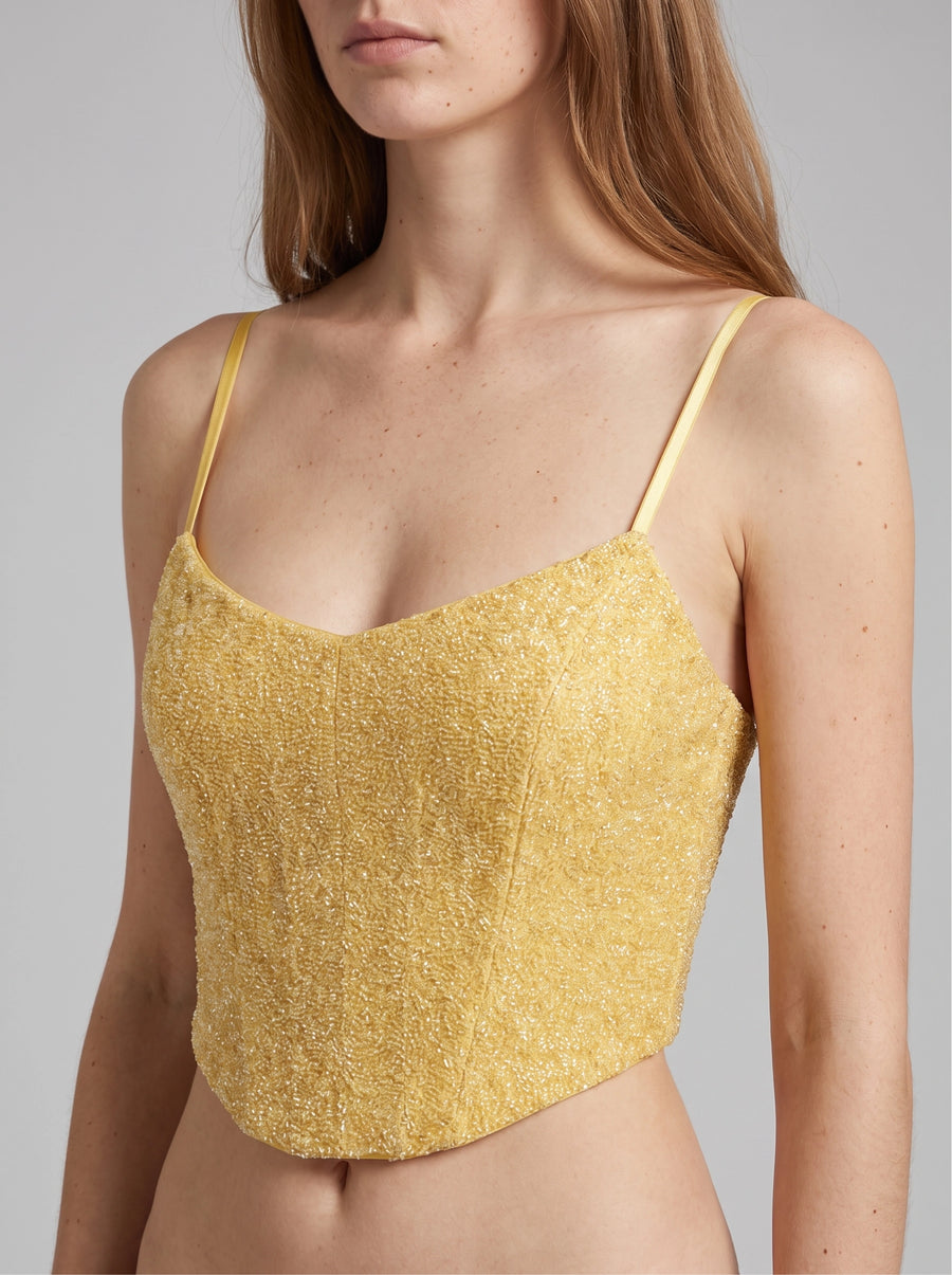 Yellow Beaded Top