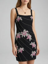 Gala Embellished Black Mini Dress
