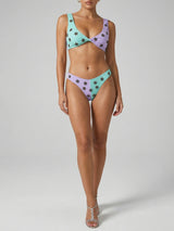 Luna Two-Tone Floral Embellished Bikini Top