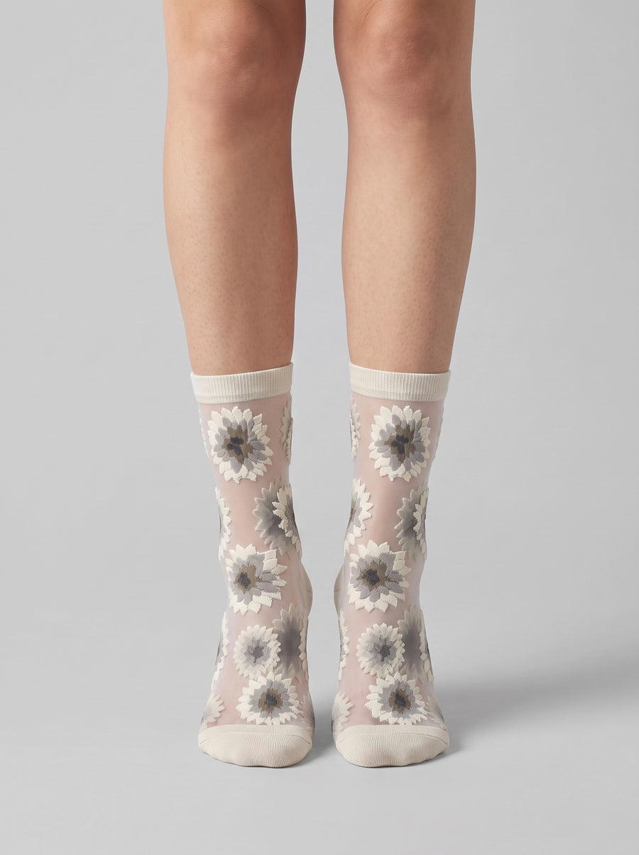 Pale Green Petal Veil Socks