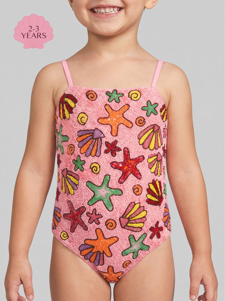 Under the Sea Kids Fuschia Thin Strap Swimsuit