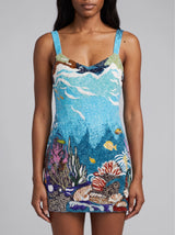 Mira Beaded Blue Mini Dress