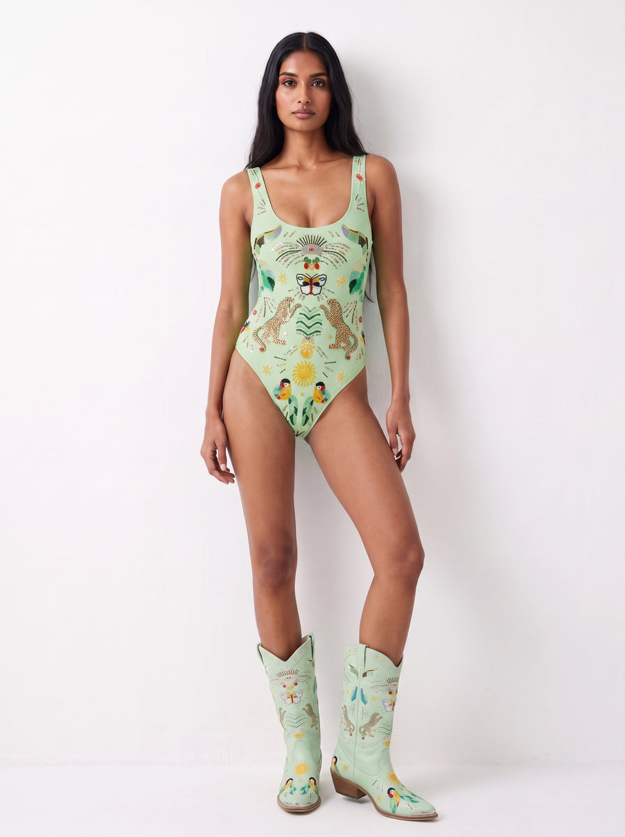 Willow Embroidered Leather Boots Multi Colour
