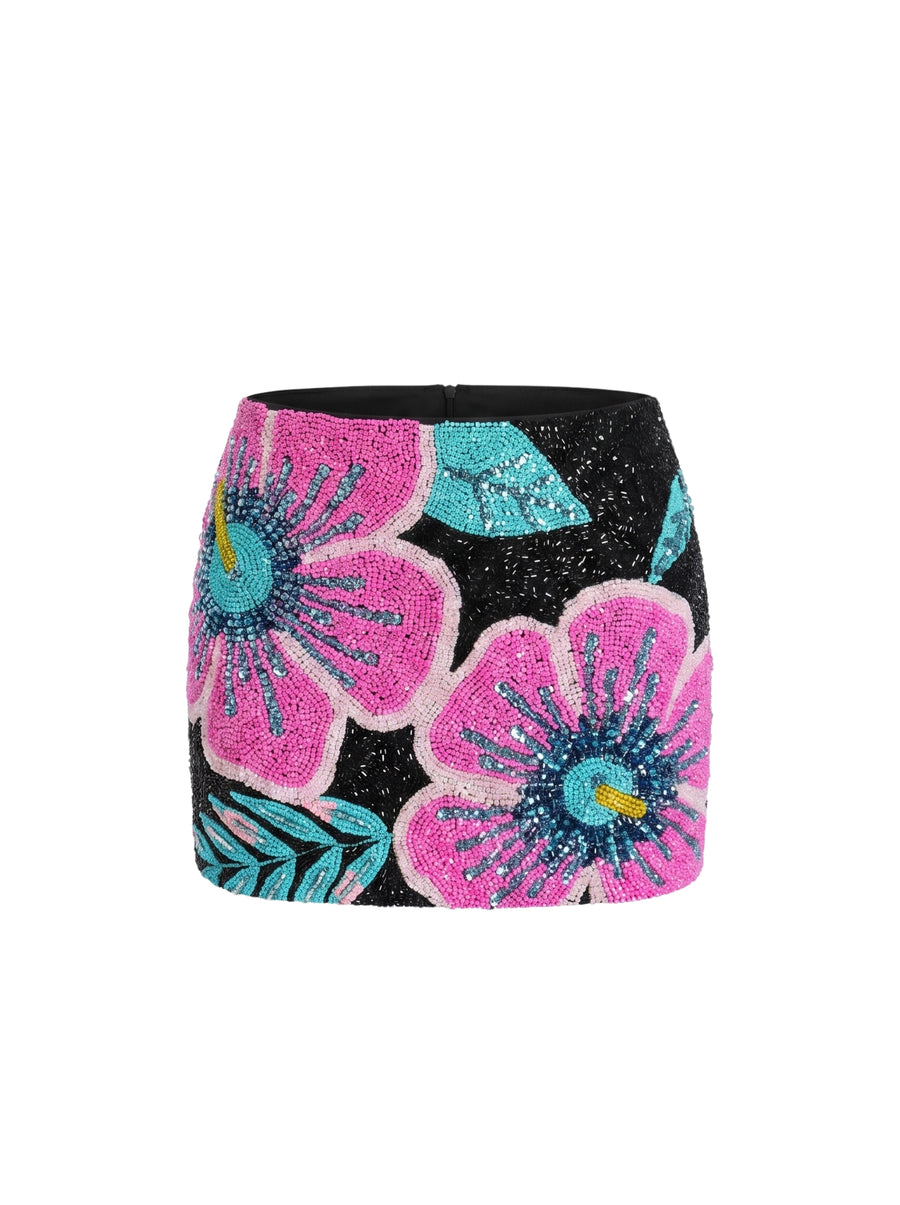 Royal Hibiscus Black Co-ord Skirt