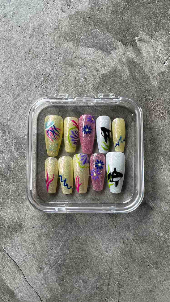 The Marine Set Press on Custom Nails - Oceanus Swimwear