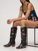 Arizona Embroidered Leather Boots-Multi Color