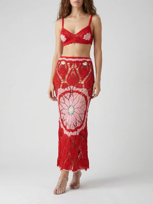 Red Bella Crochet Skirt