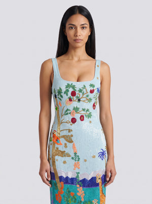 Safari Lagoon Beaded Maxi Dress