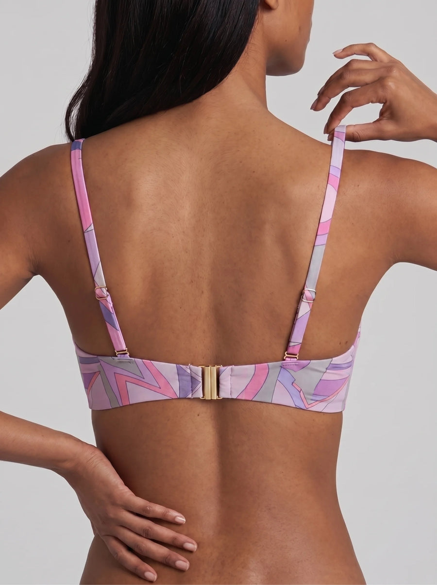 Geo Print Underwire Bikini Top – Pink Multi