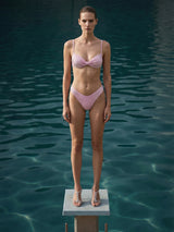 Ophelia Hand Embroidered Bikini Top Pink