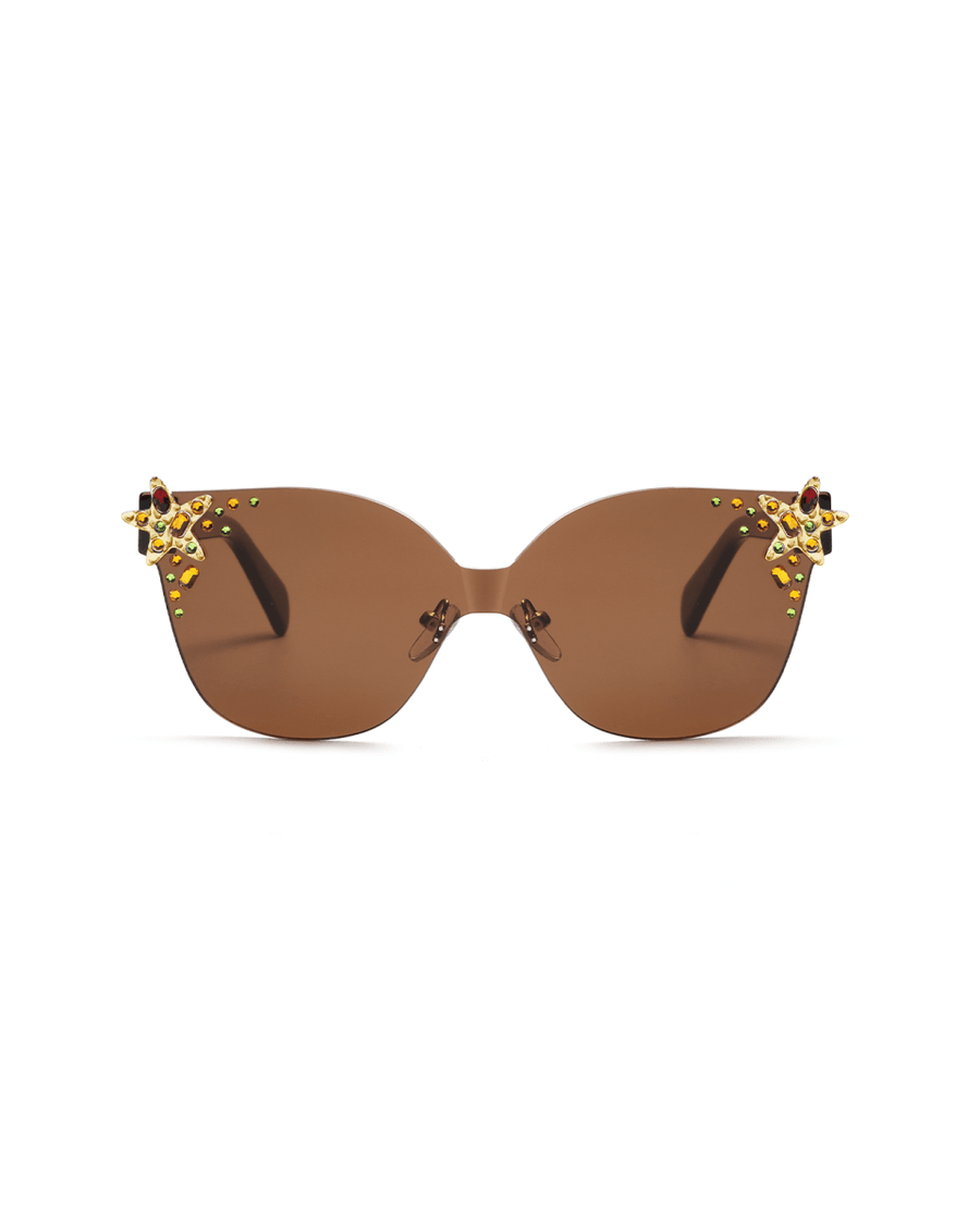 Oceanus x SOJOS Glowheart Sunglasses Brown - Oceanus Swimwear
