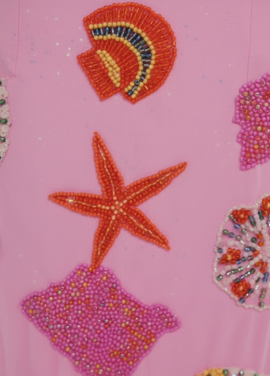 New York Shell Hand-Embroidered Top Pink