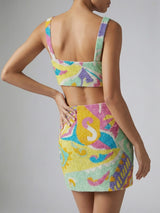 South Beach Azure Beaded Crop Top Multi colour