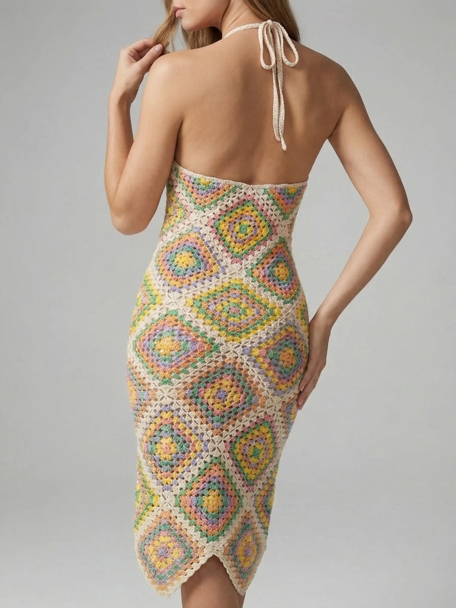 Katerina Crochet And Sequin Luxe Multi Coloured Dress