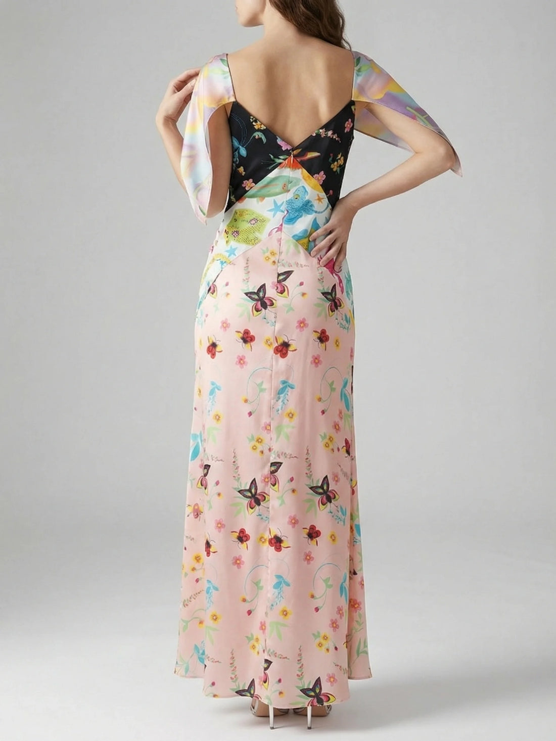 Samantha V Shaped Neckline Multi-Coloured Maxi Dress